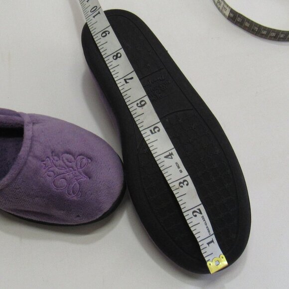 Dearfoams Women's Cozy Purple Velour Embroidered Ballet Slippers Size M (7-8) - Picture 8 of 10